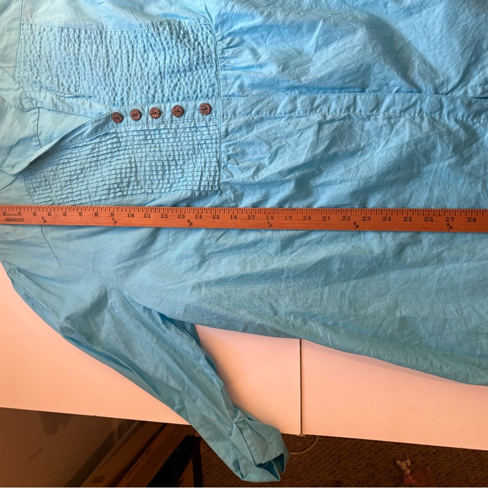Women's plus size 2x pastel teal, thin, cotton top shirt blouse by Kim Rogers - Picture 5 of 8